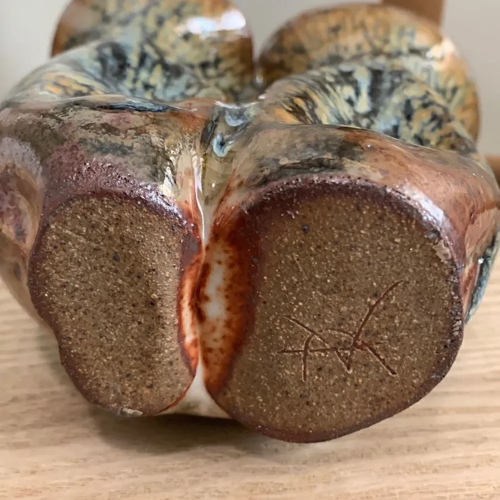 Stoneware Vase Handmade Double Bud Pottery Vase Decor
